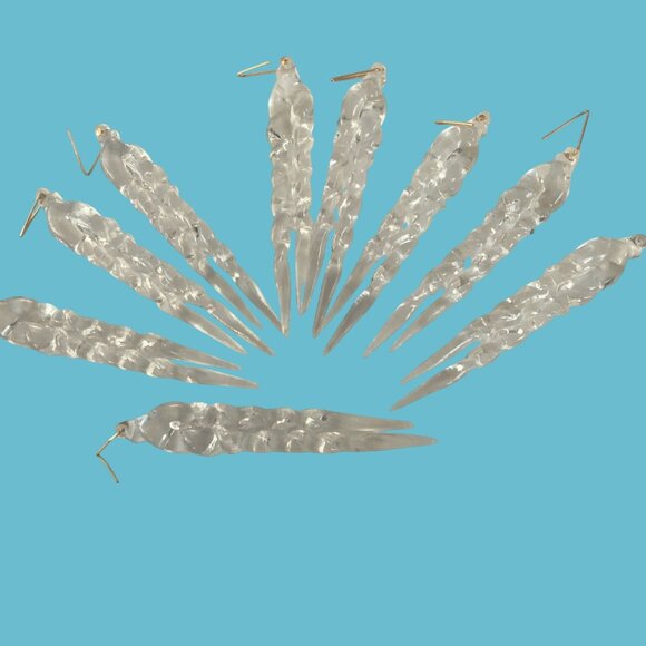 Clear Acrylic Icicle Ornaments Gold Hooks Christmas Tree Decoration Lot 10 - Picture 1 of 6